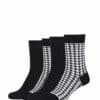 CAMANO Socken ca-soft Hahnentritt mit Bio-Baumwolle 4er Pack black