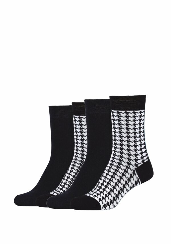 CAMANO Socken ca-soft Hahnentritt mit Bio-Baumwolle 4er Pack black