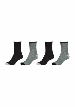 CAMANO Socken silky touch stripes 4er Pack black