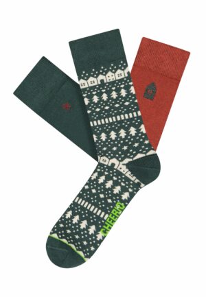 CHEERIO* Socken HOUSE OF SANTA in Box 3er Pack dark green mix