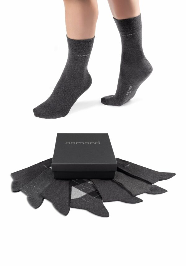 CAMANO Socken ca-soft gemustert 7er Pack in der Geschenk-Box anthracite melange