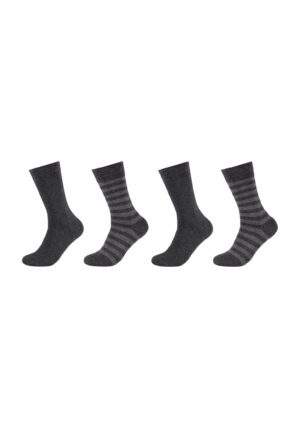 CAMANO Socken ca-soft stripes 4er Pack anthracite melange