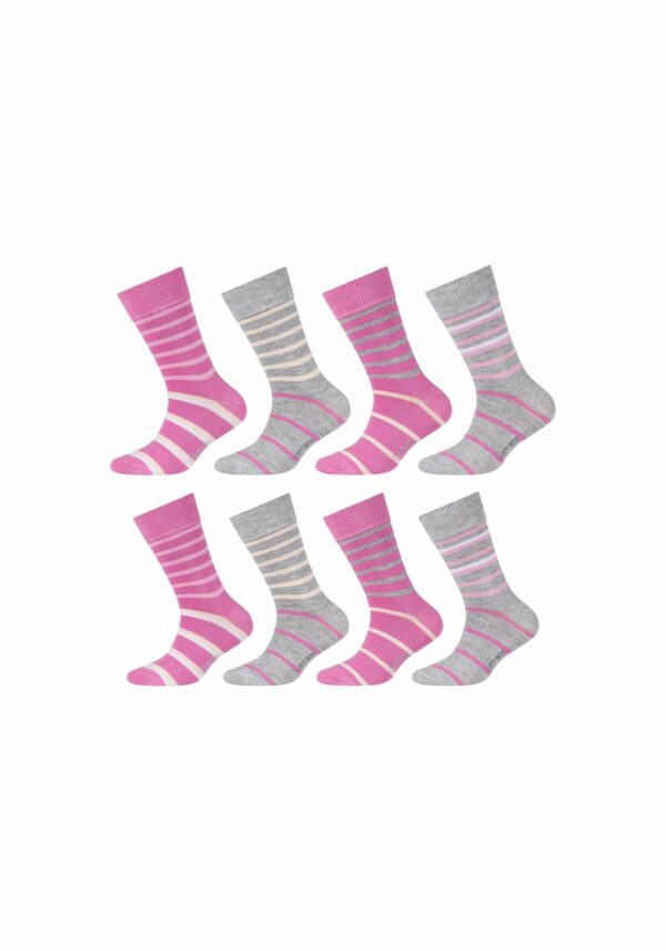 CAMANO Kinder Socken ca-soft gestreift 8er Pack phlox pink