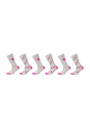 CAMANO Kinder Socken ca-soft Bio-Baumwolle Herz 6er Pack fog melange