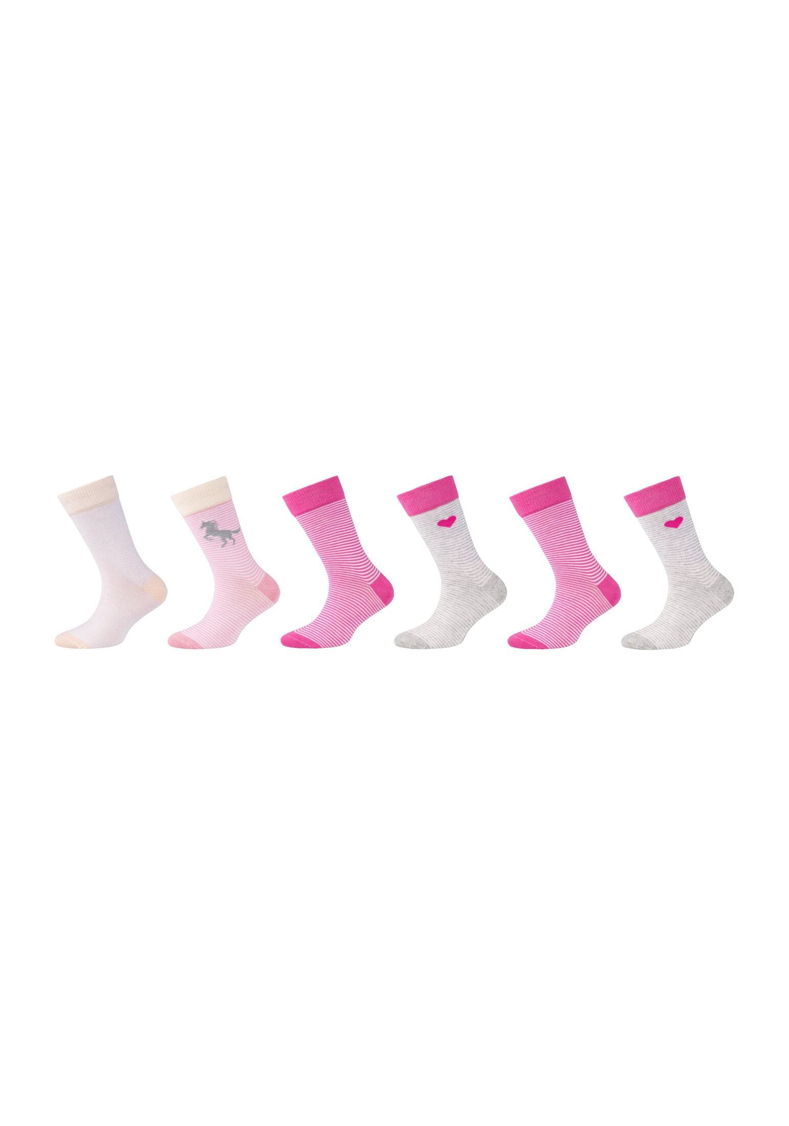 CAMANO Kinder Socken ca-soft Bio-Baumwolle gestreift 6er Pack fog melange