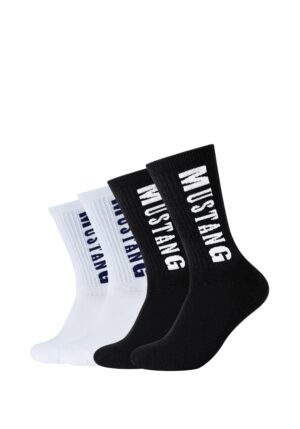 mustang Tennis-Socken mit Bio-Baumwolle 4er Pack black white